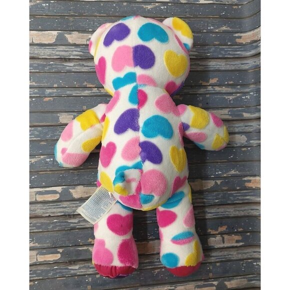 Build a Bear Workshop Colorful Pastel Hearts Plush Stuffed 16" Teddy Bear Toy - Picture 7 of 10